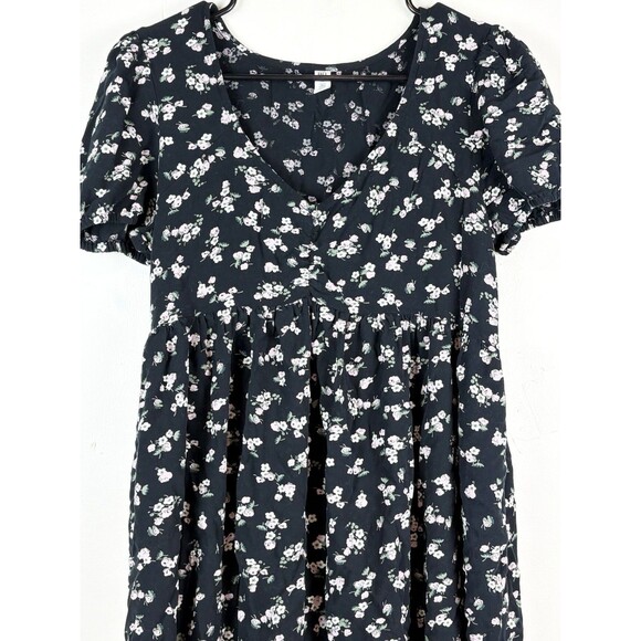 Coquette Milkmaid Dress Cottagcore Whimsigoth Puff Sleeve Black Floral Med, BP. - Picture 2 of 7